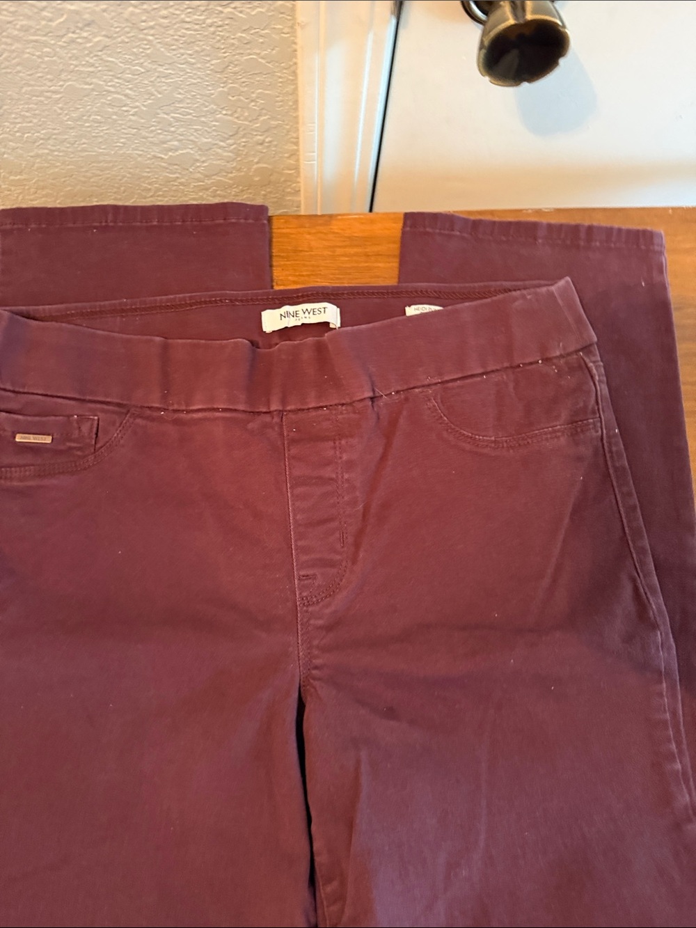 Nine West Women's Straight Leg Jeans in Deep Burgundy